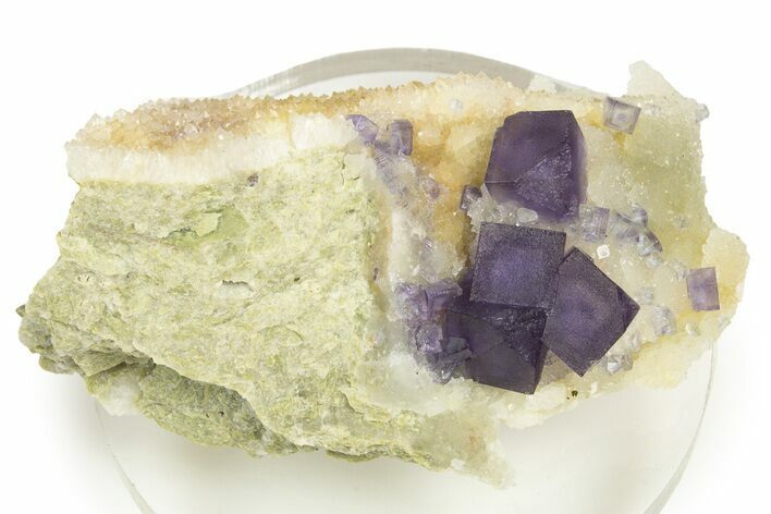 Cubic Purple Fluorite Crystals on Druzy Quartz - China #322836
